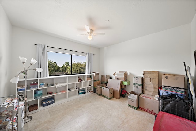 game room featuring ceiling fan