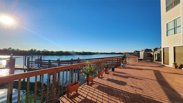 view of dock featuring a water view