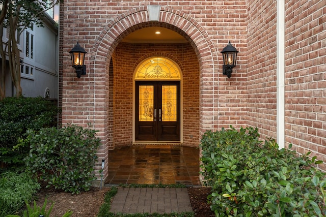 doorway to property with french doors