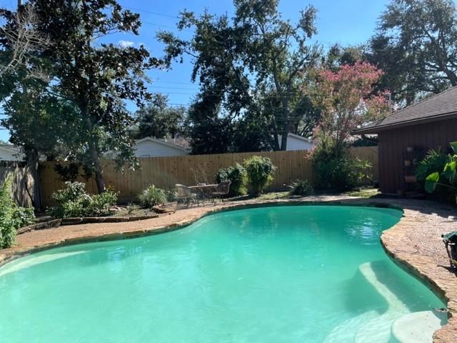 view of swimming pool featuring a fenced in pool and a fenced backyard