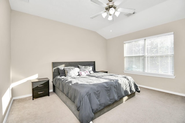 6059 Shelbourne Park Ln, Houston, TX 77084 - carpeted bedroom featuring baseboards, vaulted ceiling, and ceiling fan