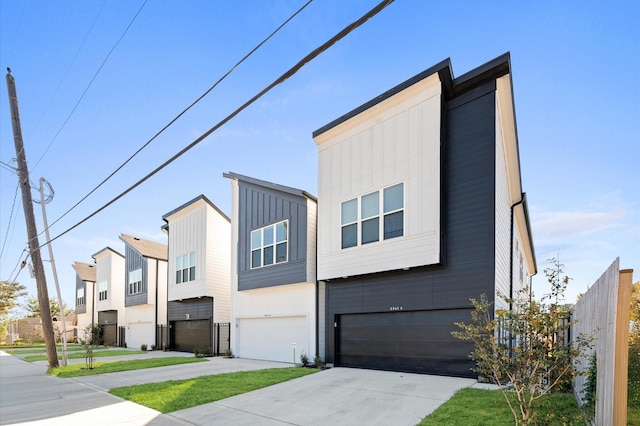 contemporary home with a garage