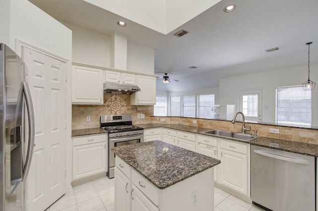 kitchen with white cabinetry, appliances with stainless steel finishes, and sink