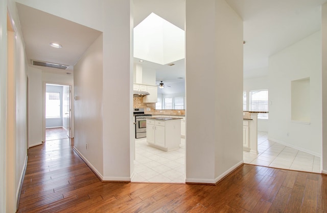 corridor featuring light hardwood / wood-style flooring and a healthy amount of sunlight