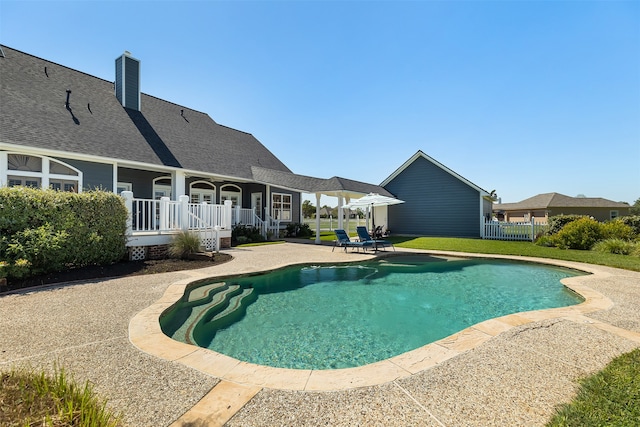 view of pool featuring a patio