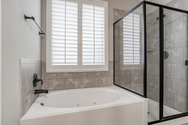 bathroom with independent shower and bath