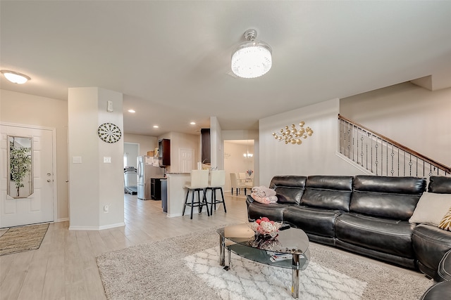 living room featuring light wood-type flooring