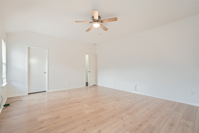 unfurnished room featuring ceiling fan and light wood-type flooring