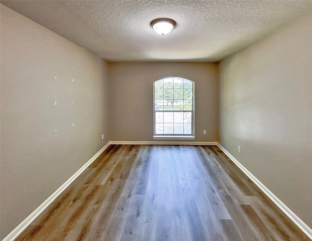 empty room featuring a textured ceiling and light wood-type flooring