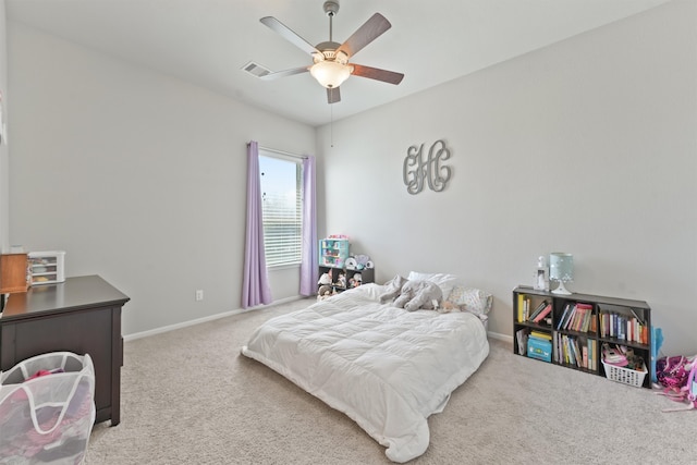 bedroom with carpet and ceiling fan