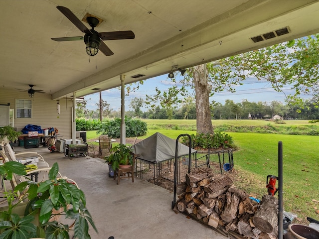 view of patio / terrace with ceiling fan