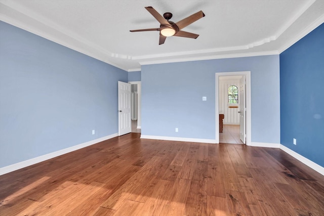 816 Lake Rd, Lake Jackson, TX 77566 - unfurnished room with ceiling fan, hardwood / wood-style floors, baseboards, and crown molding