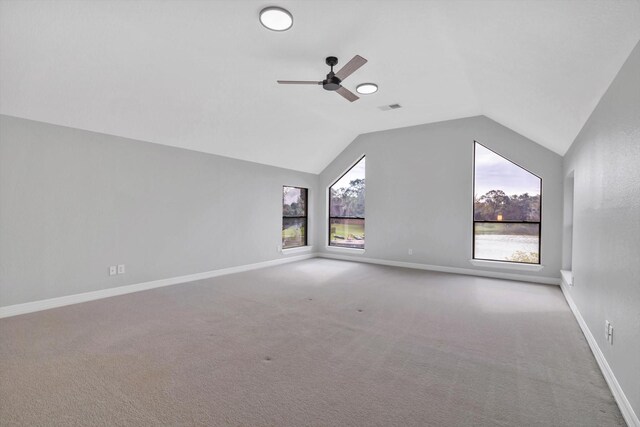 816 Lake Rd, Lake Jackson, TX 77566 - additional living space featuring lofted ceiling, carpet flooring, ceiling fan, and baseboards