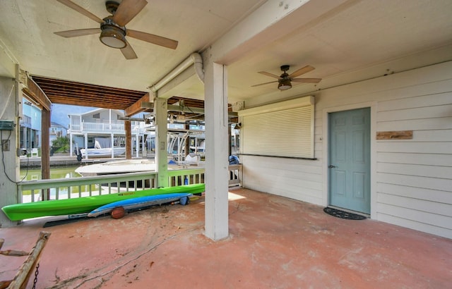 view of patio with ceiling fan