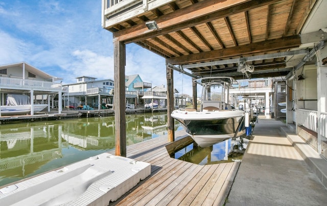 view of dock featuring a water view