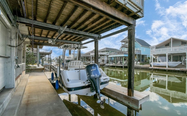 view of dock featuring a water view