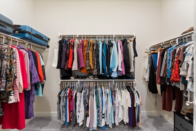 spacious closet with carpet