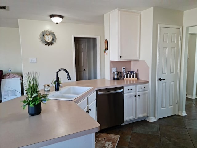 19626 Tularosa Ln, Tomball, TX 77377 - kitchen featuring dishwasher, a sink, white cabinetry, and light countertops