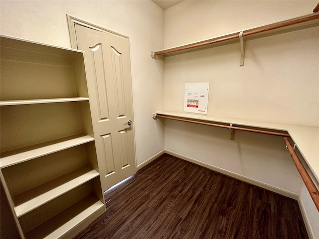 walk in closet featuring dark hardwood / wood-style flooring