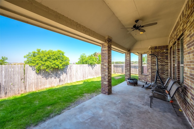 view of patio / terrace with ceiling fan