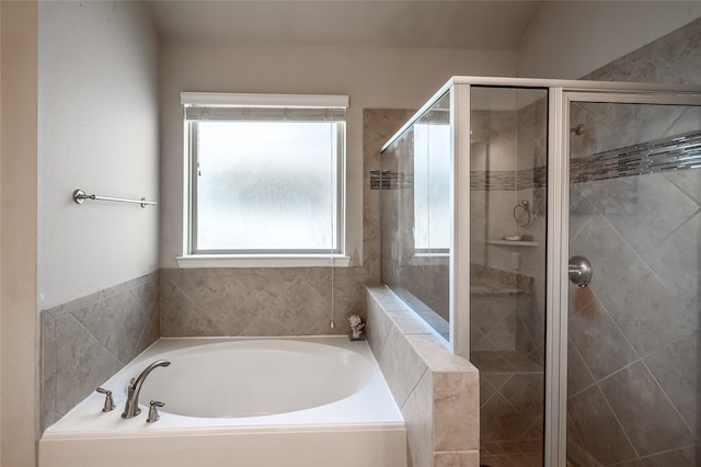 bathroom with independent shower and bath