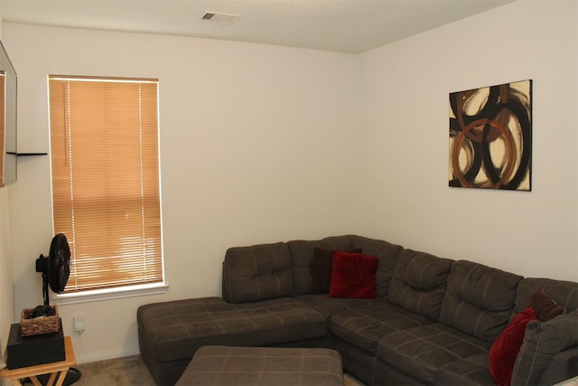 living room with carpet flooring