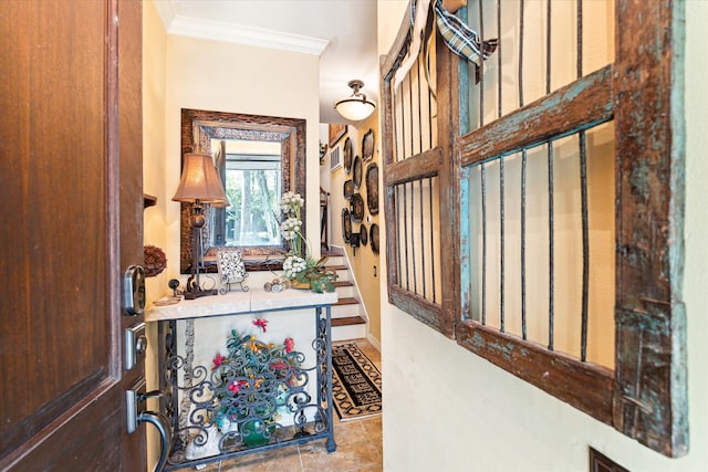 corridor with crown molding