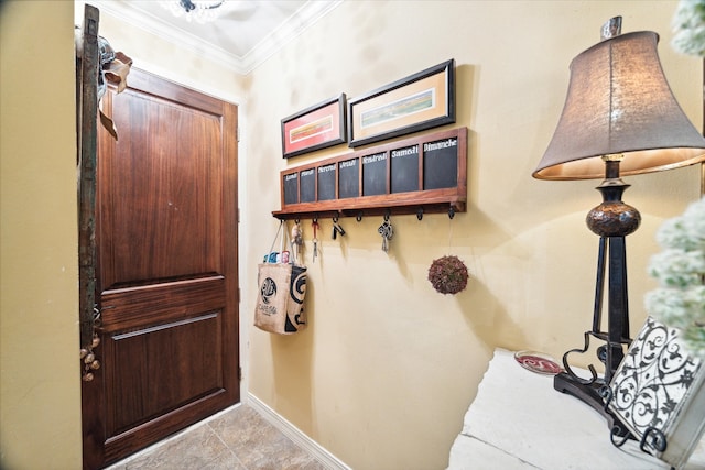 interior space featuring ornamental molding