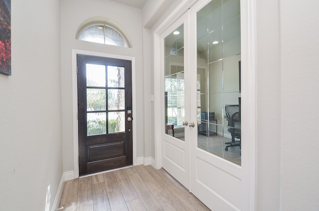 doorway featuring light hardwood / wood-style flooring