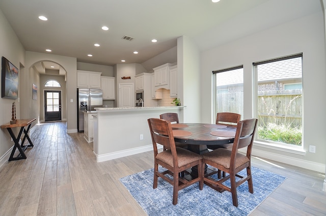 dining area featuring light hardwood / wood-style flooring