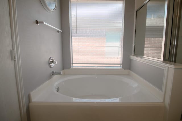 bathroom with a wealth of natural light and a bathtub