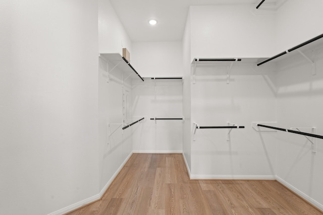 walk in closet featuring light hardwood / wood-style flooring