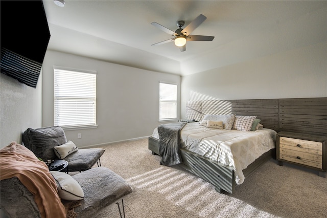 bedroom with carpet floors and ceiling fan