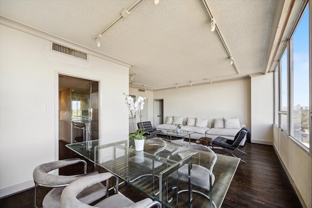 sunroom / solarium with plenty of natural light and track lighting