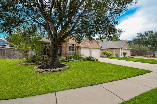 single story home with a front lawn and a garage