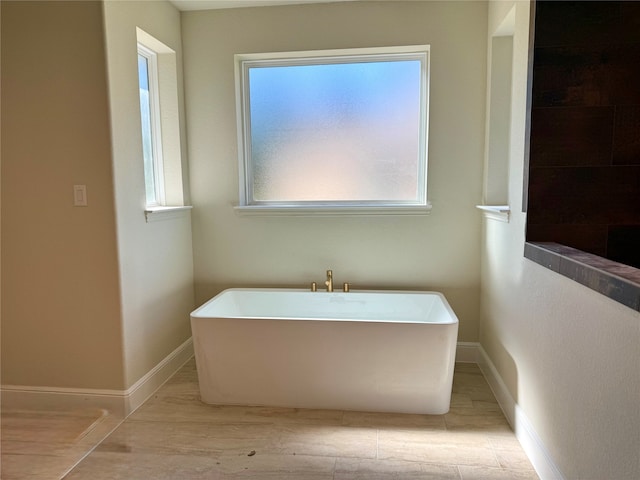 bathroom featuring a bathtub and wood-type flooring