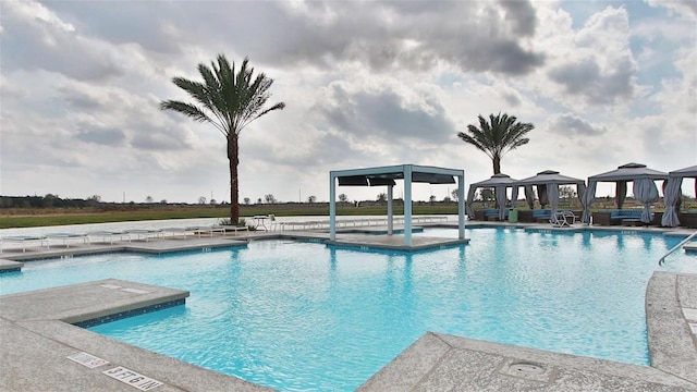 view of pool featuring a gazebo