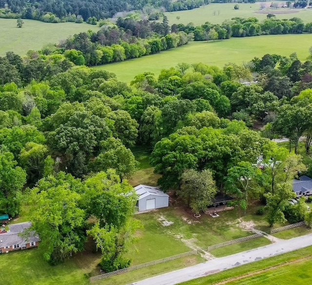 birds eye view of property featuring a rural view