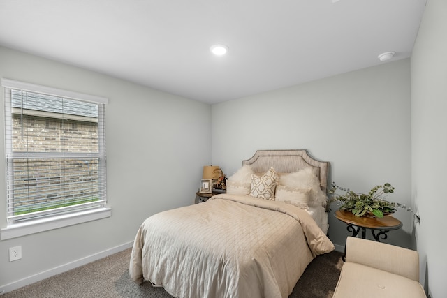 bedroom featuring multiple windows and carpet flooring