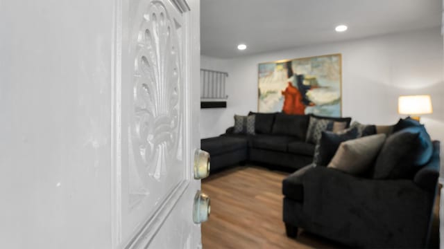 living room with light wood-type flooring