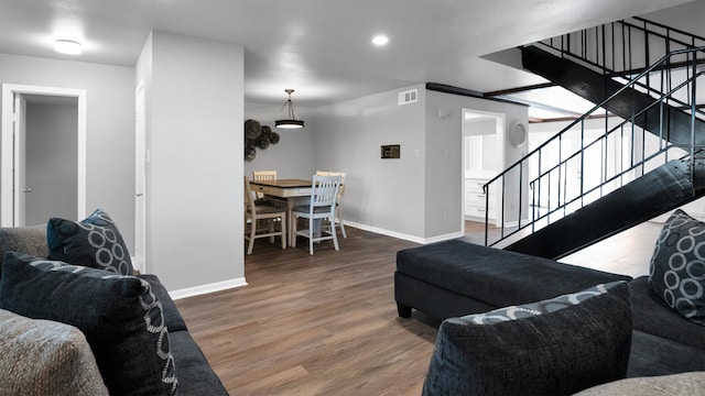 living room with hardwood / wood-style floors