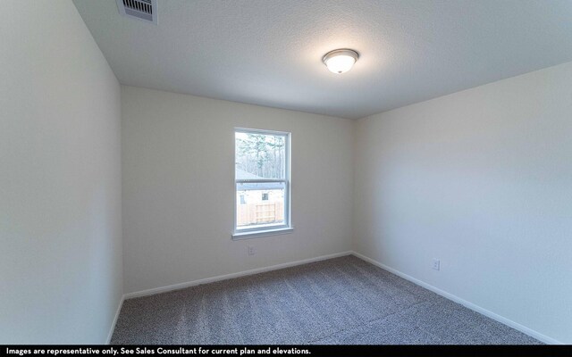 empty room with a textured ceiling and carpet