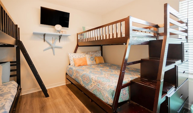 bedroom featuring multiple windows and wood-type flooring