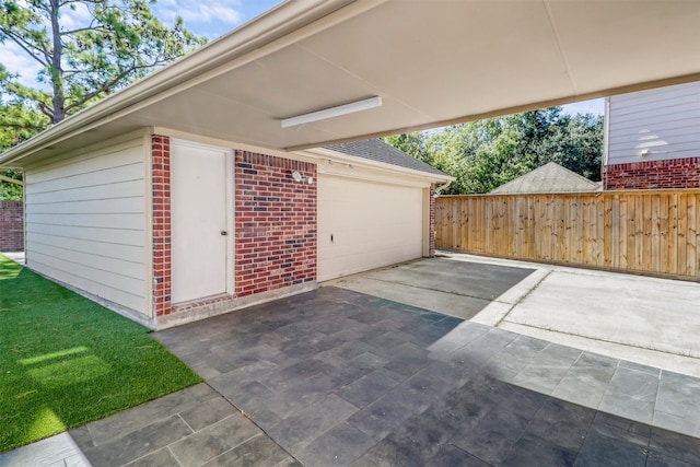 view of garage