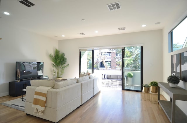 living room featuring light hardwood / wood-style flooring