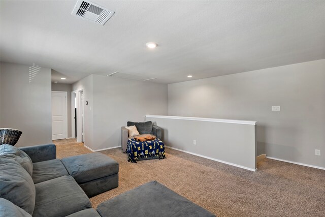 living room with light colored carpet