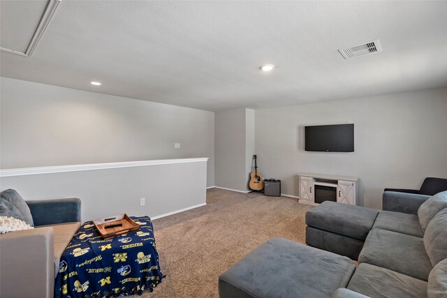 living room with light carpet