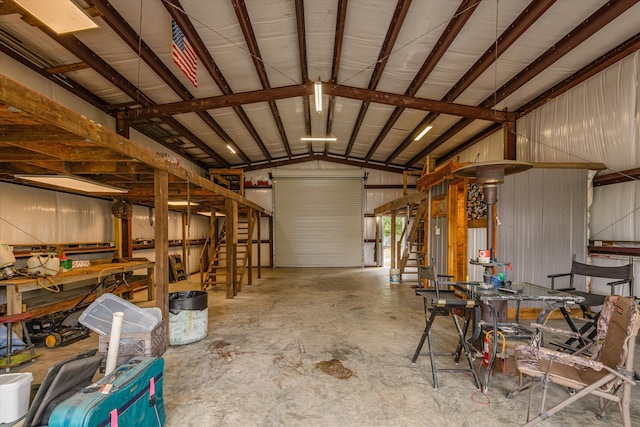 garage with wooden walls