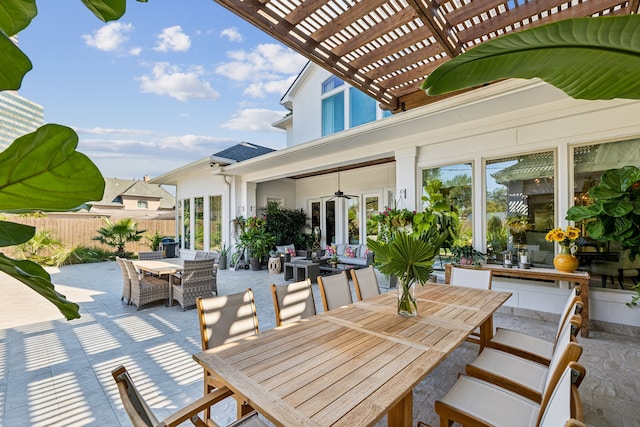 view of patio / terrace with french doors and a pergola