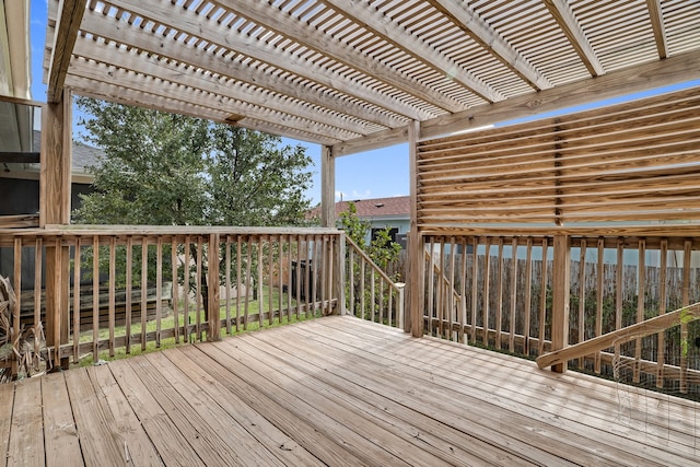 wooden terrace featuring a pergola